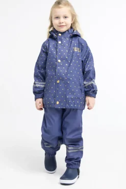 Børn PetiteCherieAtelier Regntøj>Petite Chérie Atelier Cleo Regnsæt, Crown Blue Mini Hearts