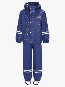 Børn PetiteCherieAtelier Regntøj>Petite Chérie Atelier Cleo Regnsæt, Crown Blue Mini Hearts