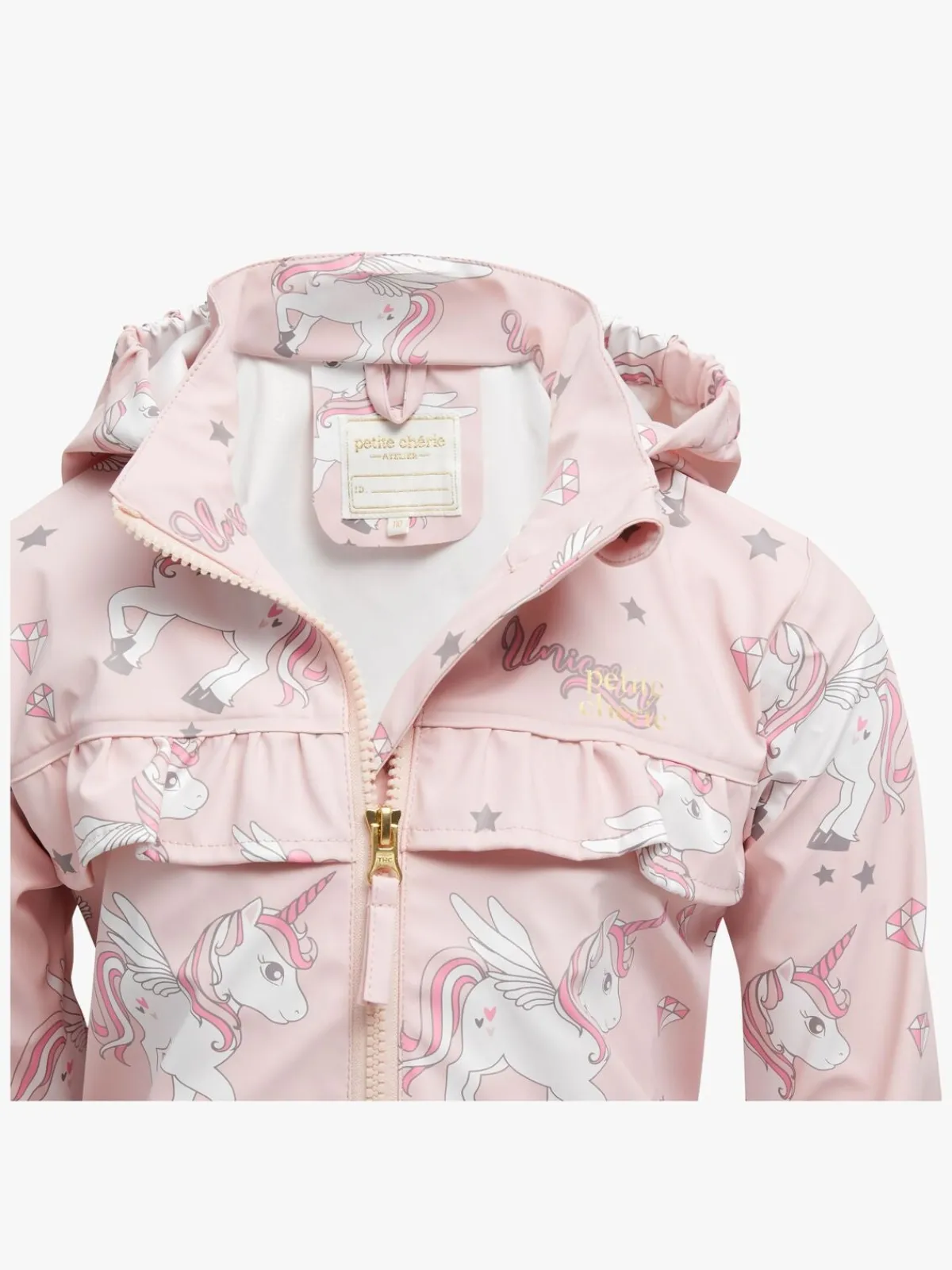 PetiteCherieAtelier Regntøj*Petite Chérie Atelier Maxime Regnsæt, Unicorn Lotus Lyserød/Hvid