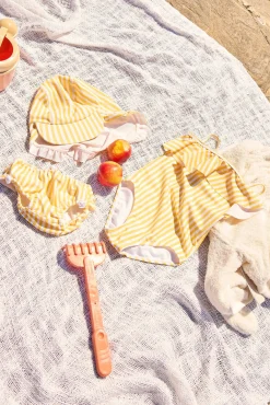 Børn PetiteCherieAtelier Petite Chérie Atelier Nathalie UV-Badedragt, Yellow Stripe