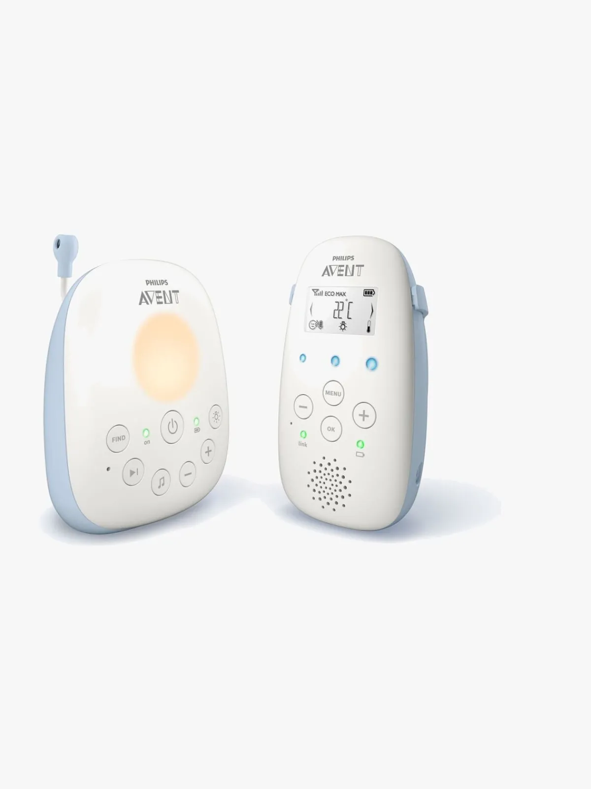 PhilipsAvent Sikkerhed>Philips Avent SCD715 DECT Babyalarm, Hvid/Blå