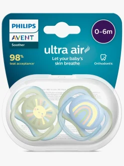 PhilipsAvent Philips Avent Ultra Air Deco Sut 2-Pak 0-6m, Grøn/Blå