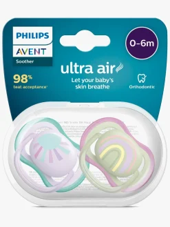 PhilipsAvent Sutter & Suttesnore>Philips Avent Ultra Air Deco Sut 2-Pak 0-6m, Grøn/Lilla
