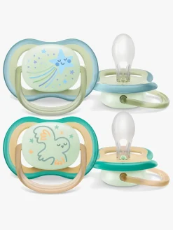 PhilipsAvent Sutter & Suttesnore>Philips Avent Ultra Air Night Sutter 2-Pak 0-6m, Grøn/Blå