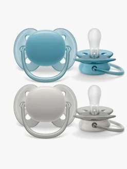 PhilipsAvent Sutter & Suttesnore>Philips Avent Ultra Soft Sut 6-18m 2-Pak, Blå/Hvid