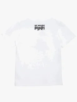 Børn PippiLangstrump Pippi Langstrømpe  Modig T-shirt, Hvid