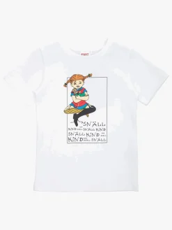 Børn PippiLangstrump Pippi Langstrømpe  Venlig T-shirt, Hvid