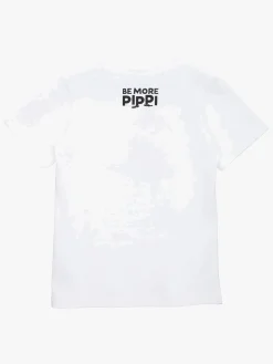 Børn PippiLangstrump Pippi Langstrømpe  Venlig T-shirt, Hvid
