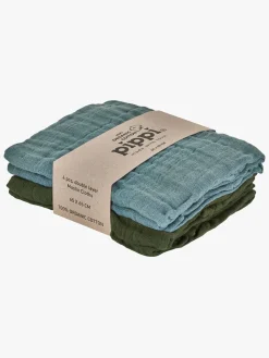 Pippi Stofbleer, Nusseklude & Babytæpper*Stofble 4-pak, Lead Grøn/Blå