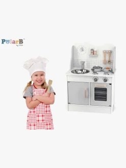 PolarB Rolleleg*Legekøkken med Tilbehør, Hvid/Grå Grå/Hvid