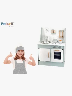 PolarB Rolleleg*Legekøkken med Tilbehør, Mint Grå/Blå/Hvid