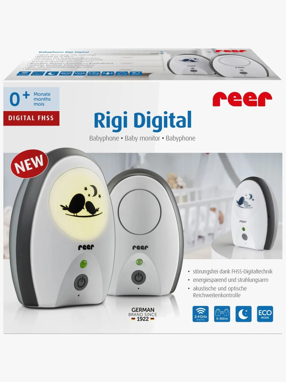 Reer Sikkerhed>Rigi Digitalt Babyalarm, Grå