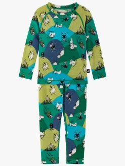 Børn Reima Mumitroldene Trivsam Skiundertøj, Enchanted Green