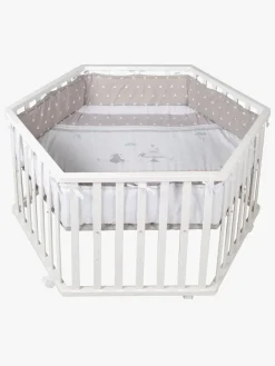 Roba Sikkerhed>Hexagon Kravlegård med Hjul & Sengehest, Indian Bears White