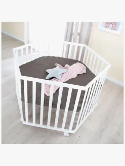 Roba Hexagon Kravlegård med Hjul, White & Graphite Quilted