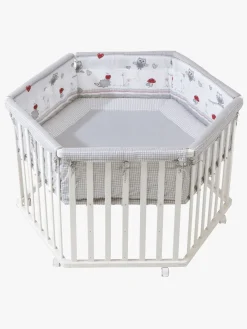 Roba Sikkerhed>Hexagon Kravlegård med Hjul & Sengehest, Adam & Owl White