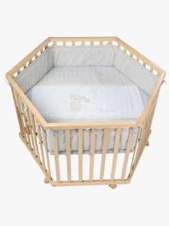 Roba Sikkerhed>Hexagon Kravlegård med Hjul, Beloved Bear Natural