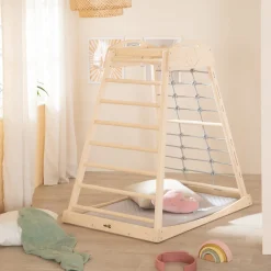 Børn Roba Montessori Indendørs Legetårn med Gynge, Natural/Grey