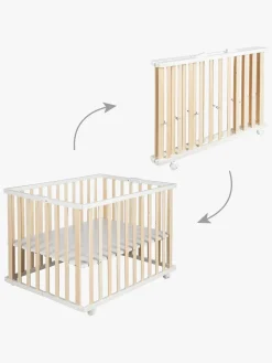 Roba Sammenklappelig Kravlegård med Hjul, Wood White