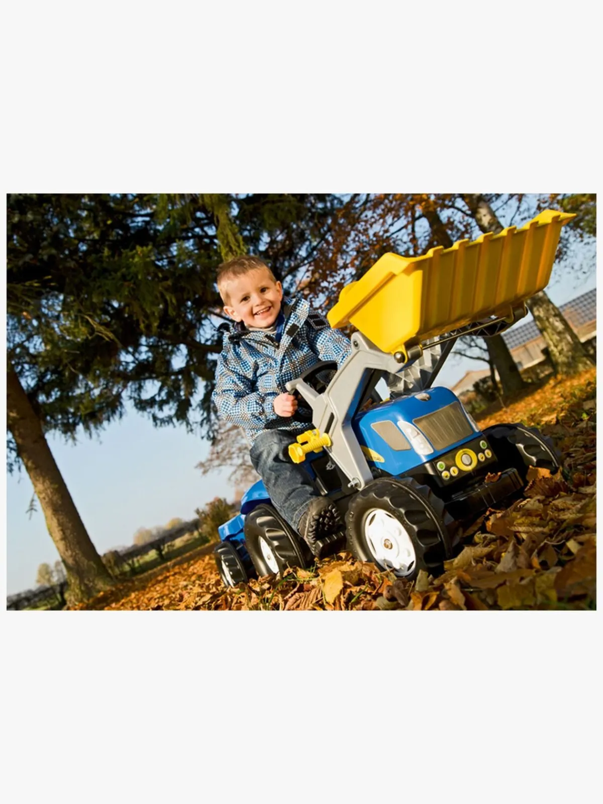 RollyToys Legetøjsbiler & -Fartøjer>Rolly Toys Traktor m. Skovl + Anhænger Kid JD Blå