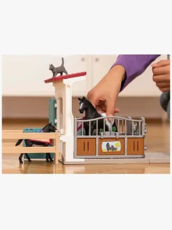 Schleich Legetøjsfigurer*Legetøjssæt Hesteboks med Hoppe og Føl Flerfarvet/Sort