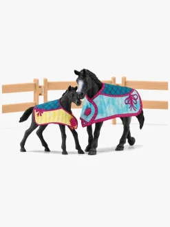 Schleich Legetøjsfigurer*Legetøjssæt Hesteboks med Hoppe og Føl Flerfarvet/Sort