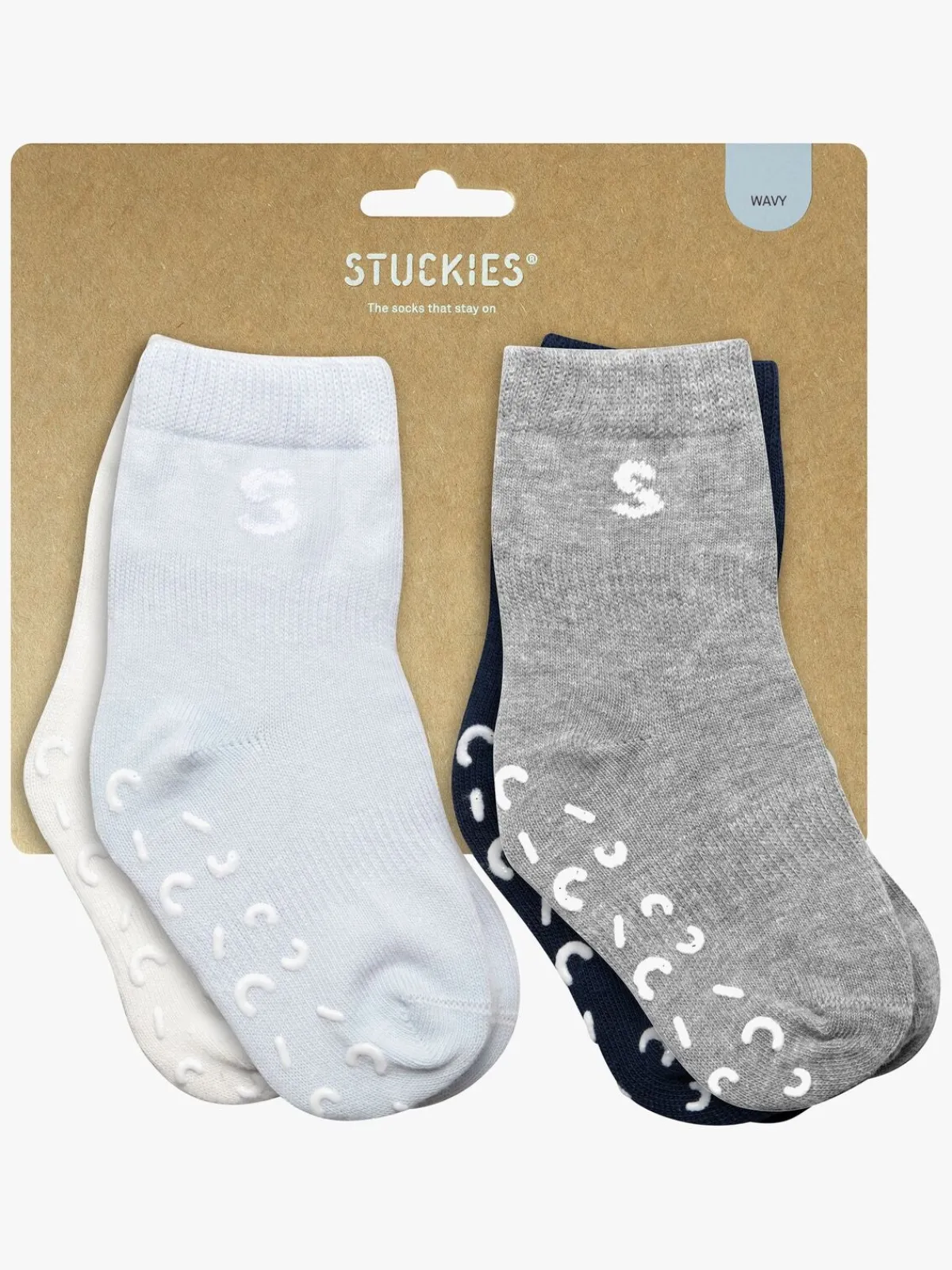 STUCKIES Undertøj*Strømper Anti-slip 4-pak, Wavy