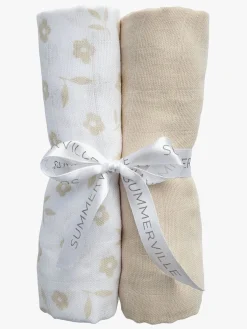 Summerville Organic Tæppe/ Stofble i Musselin 2-pak Øko, Petal/Sandshell