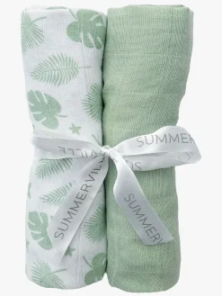 Summerville Organic Tæppe/ Stofble i Musselin 2-pak Øko, Tropical/Green