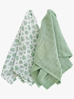 Summerville Organic Tæppe/ Stofble i Musselin 2-pak Øko, Tropical/Green