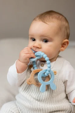 Teddykompaniet Babylegetøj* Silikone & træ Bidering, Teal