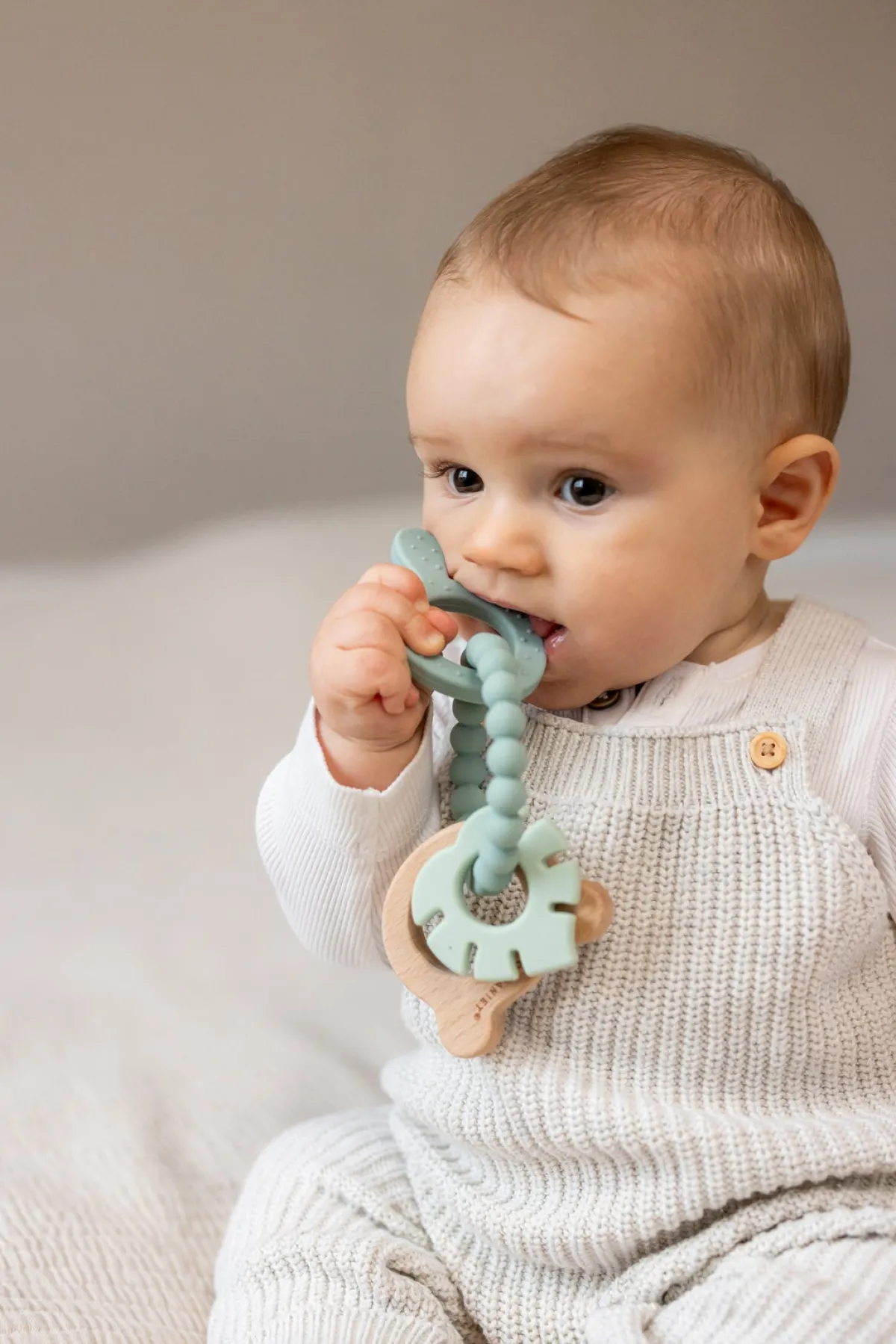 Teddykompaniet Silikone & træ Bidering, Lindeblomstgrøn