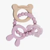 Teddykompaniet Babylegetøj* Silikone & træ Bidering, Foggy Pink