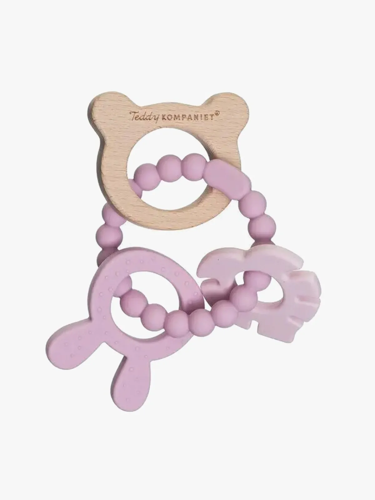 Teddykompaniet Babylegetøj* Silikone & træ Bidering, Foggy Pink