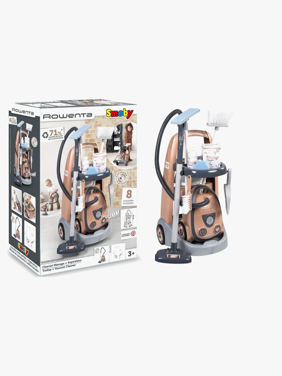 Smoby Tefal Rowenta Rengøringsvogn med Støvsuger