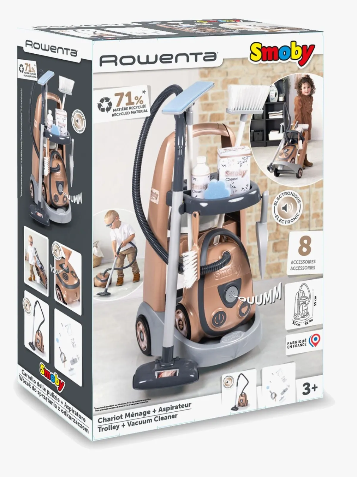 Smoby Tefal Rowenta Rengøringsvogn med Støvsuger