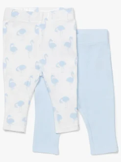 Børn TinyTreasure Tiny Treasure Lexi Leggings 2-pak, Blue/Flamingo