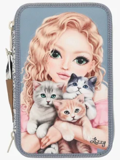 TOPModel Kreativt Legetøj*Penalhus med 3 Rum Cat Love Blå