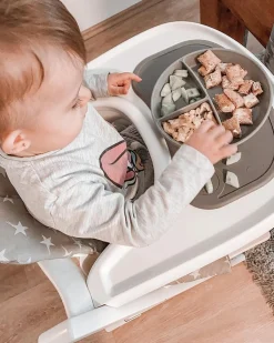 Twistshake Spisetid*Click-Mat Mini Tallerken & Underlag, Grå Blå