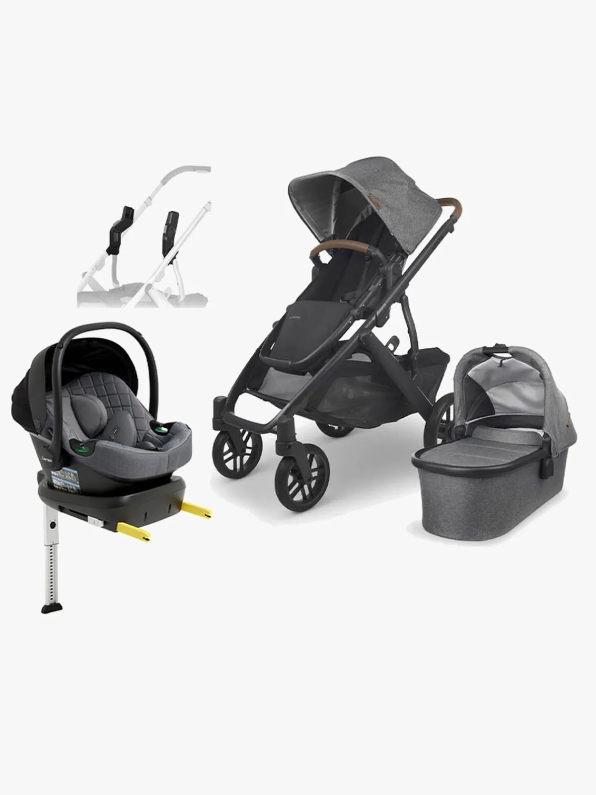 UPPAbaby Vognpakker*VISTA V2 Duovogn inkl. Beemoo Route i-Size Autostol Baby & ISOFIX Base, Greyson Black/Mineral Grey