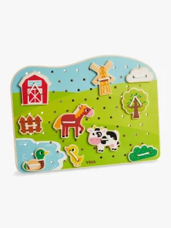 VIGA Spil & Puslespil*Aktivitetslegetøj Bondegård med Snor