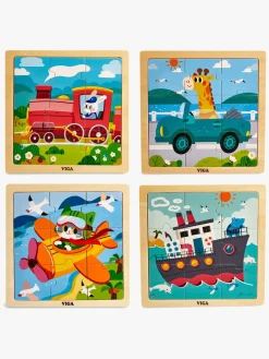 Børn VIGA Spil & Puslespil|Legetøj Til Børn På 0-10 År>Puslespil 4-pak Køretøj