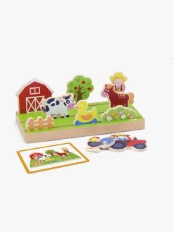VIGA Spil & Puslespil*Trælegetøj Pirat Og Bondegård 2-i-1