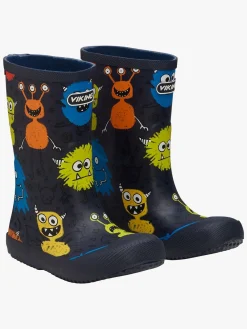 Børn VikingFootwear Viking Indie Print Gummistøvler, Navy/Multi