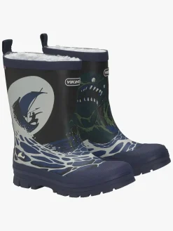 Børn VikingFootwear Viking Jolly Print Thermo Forede Gummistøvler, Blue/Multi