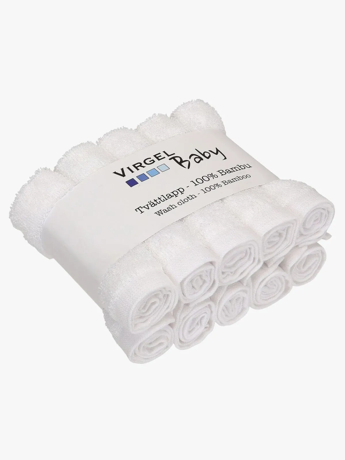 Virgel Pleje & Hygiejne*Vaskeklud Bambus 10-Pak, Hvid