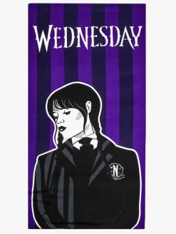 Børn Wednesday Mikrofiber Håndklæde, Lilla/Sort