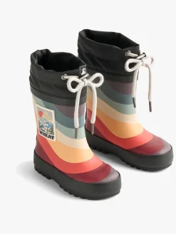 Børn Wheat Gummistøvler>Forede Gummistøvler, Rainbow Waves