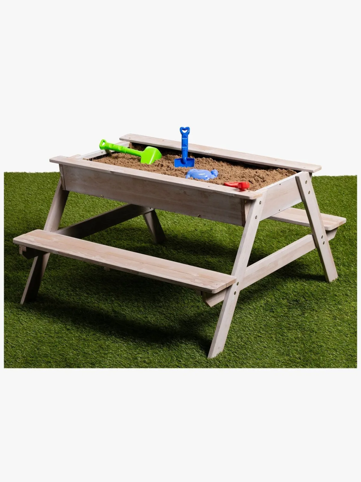 Woodlii Picnicbord med Sandkasse + Låg, Hvid