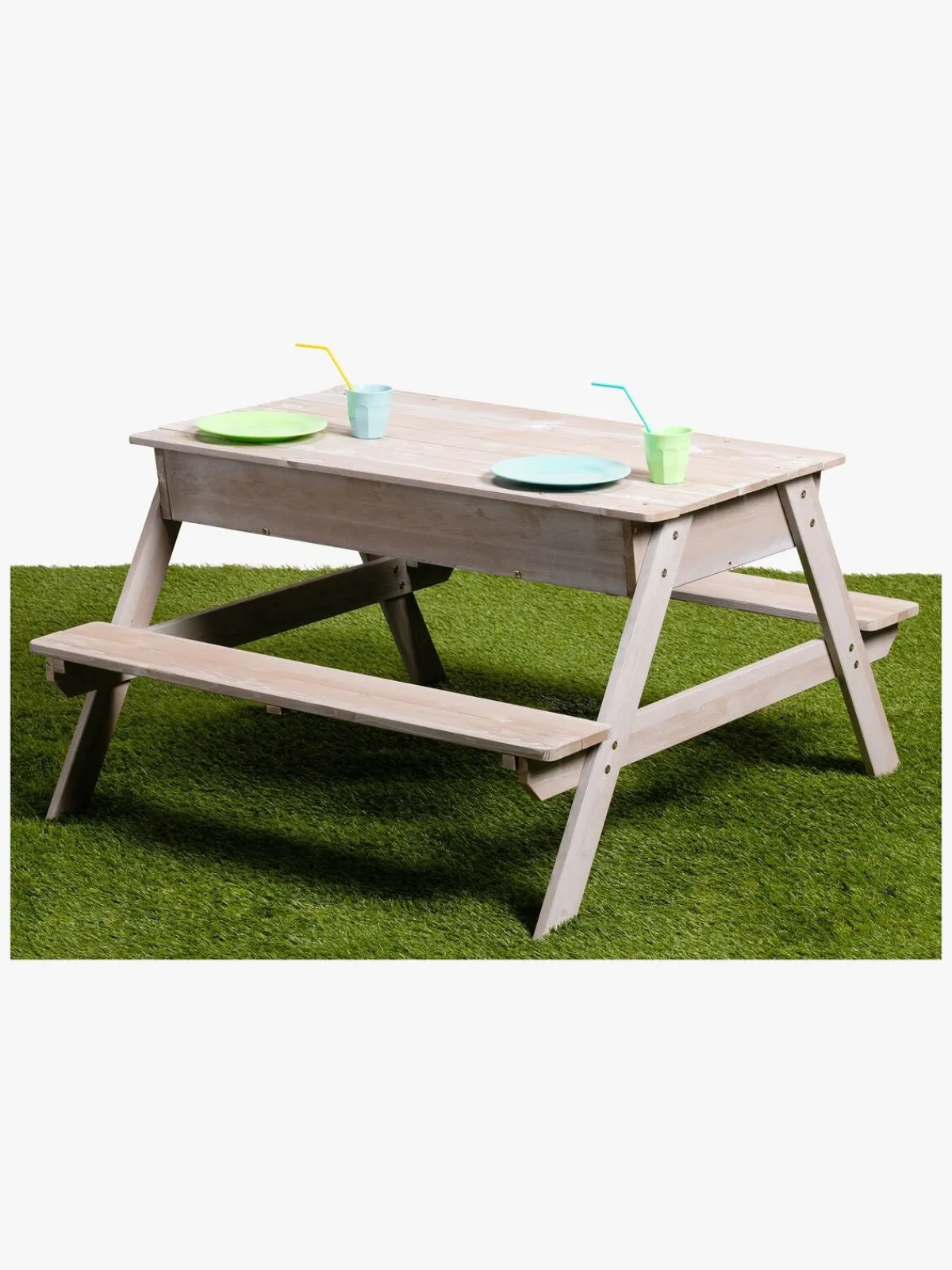 Woodlii Picnicbord med Sandkasse + Låg, Hvid